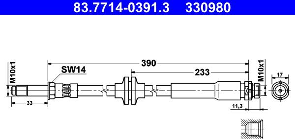 ATE 83.7714-0391.3 - Flessibile del freno www.autoricambit.com