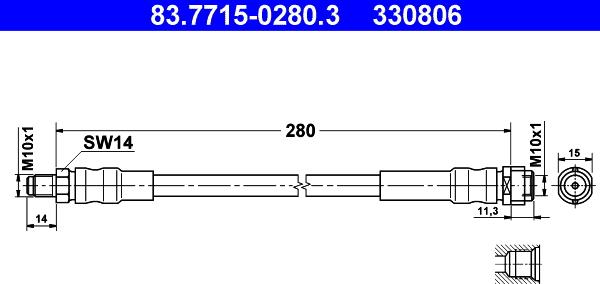 ATE 83.7715-0280.3 - Flessibile del freno www.autoricambit.com