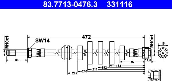 ATE 83.7713-0476.3 - Flessibile del freno www.autoricambit.com