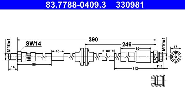 ATE 83.7788-0409.3 - Flessibile del freno www.autoricambit.com