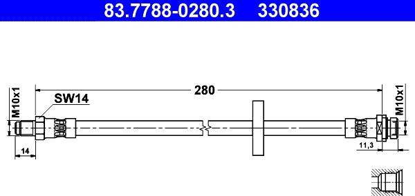 ATE 83.7788-0280.3 - Flessibile del freno www.autoricambit.com