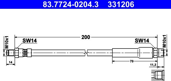 ATE 83.7724-0204.3 - Flessibile del freno www.autoricambit.com