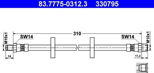 ATE 83.7775-0312.3 - Flessibile del freno www.autoricambit.com