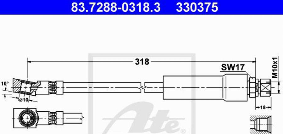 ATE 330375 - Flessibile del freno www.autoricambit.com