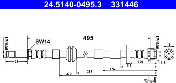 ATE 24.5140-0495.3 - Flessibile del freno www.autoricambit.com