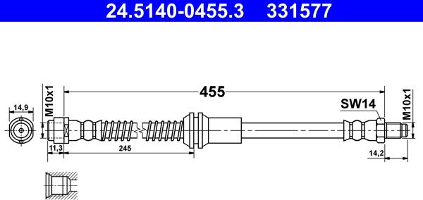 ATE 24.5140-0455.3 - Flessibile del freno www.autoricambit.com