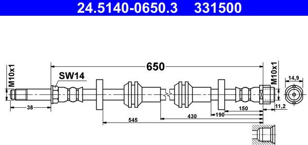 ATE 24.5140-0650.3 - Flessibile del freno www.autoricambit.com