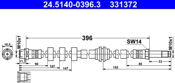 ATE 24.5140-0396.3 - Flessibile del freno www.autoricambit.com