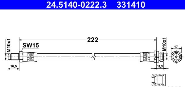 ATE 24.5140-0222.3 - Flessibile del freno www.autoricambit.com