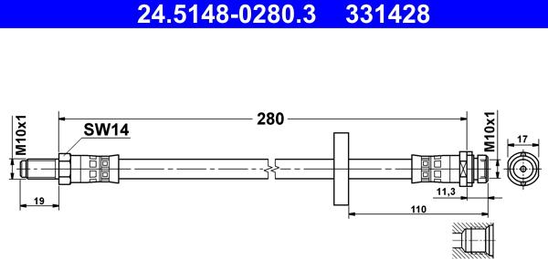 ATE 24.5148-0280.3 - Flessibile del freno www.autoricambit.com