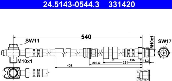 ATE 24.5143-0544.3 - Flessibile del freno www.autoricambit.com