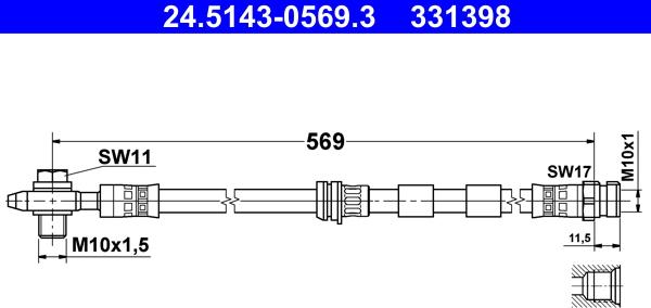 ATE 24.5143-0569.3 - Flessibile del freno www.autoricambit.com