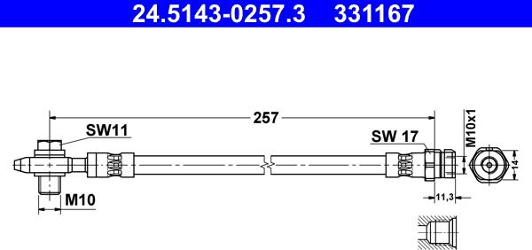 ATE 24.5143-0257.3 - Flessibile del freno www.autoricambit.com