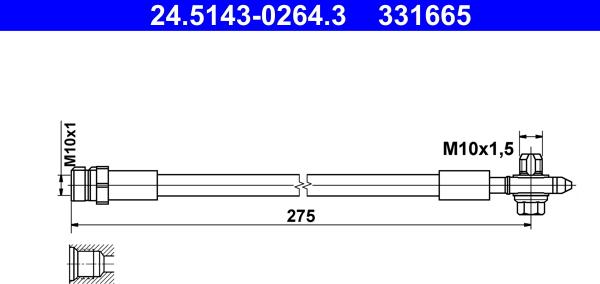 ATE 24.5143-0264.3 - Flessibile del freno www.autoricambit.com