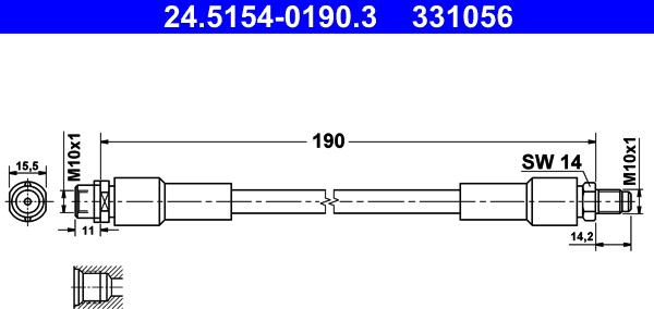 ATE 24.5154-0190.3 - Flessibile del freno www.autoricambit.com