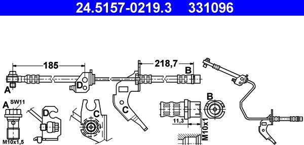 ATE 24.5157-0219.3 - Flessibile del freno www.autoricambit.com