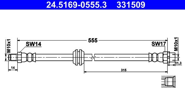 ATE 24.5169-0555.3 - Flessibile del freno www.autoricambit.com