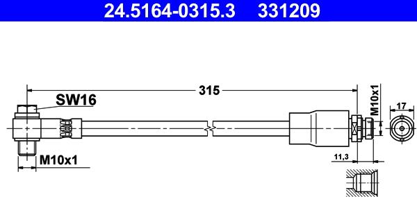 ATE 24.5164-0315.3 - Flessibile del freno www.autoricambit.com