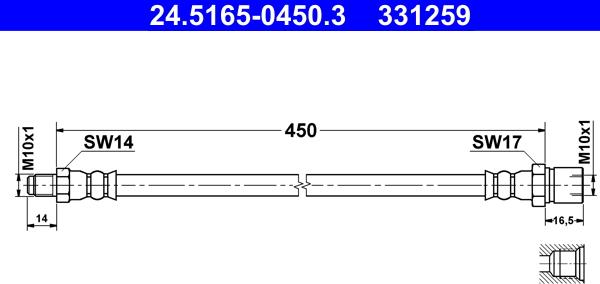 ATE 24.5165-0450.3 - Flessibile del freno www.autoricambit.com