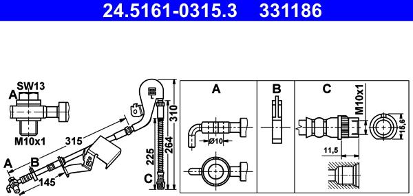 ATE 24.5161-0315.3 - Flessibile del freno www.autoricambit.com