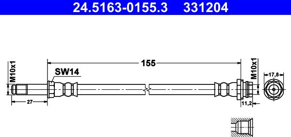 ATE 24.5163-0155.3 - Flessibile del freno www.autoricambit.com