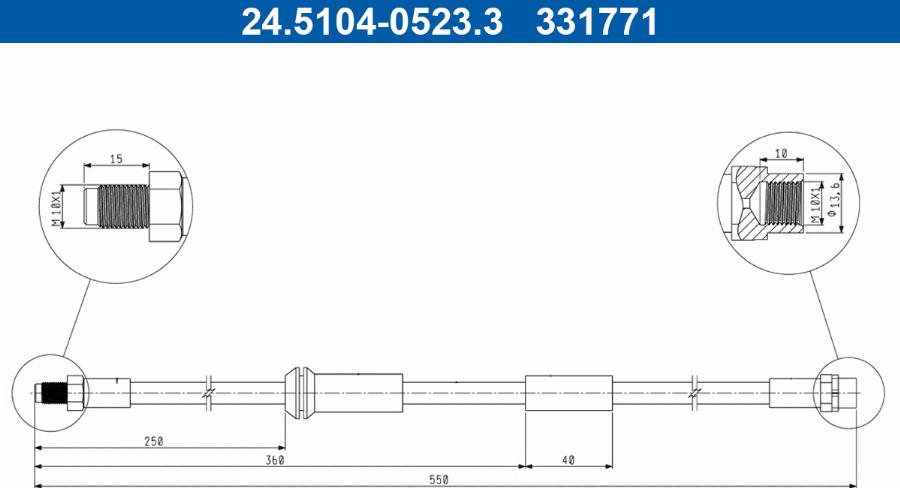 ATE 24.5104-0523.3 - Flessibile del freno www.autoricambit.com