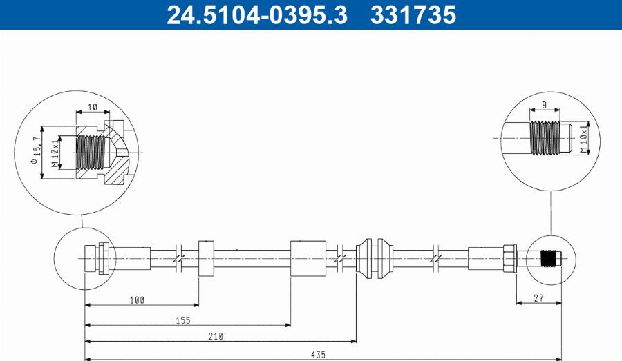 ATE 24.5104-0395.3 - Flessibile del freno www.autoricambit.com