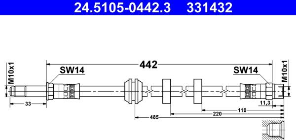 ATE 24.5105-0442.3 - Flessibile del freno www.autoricambit.com