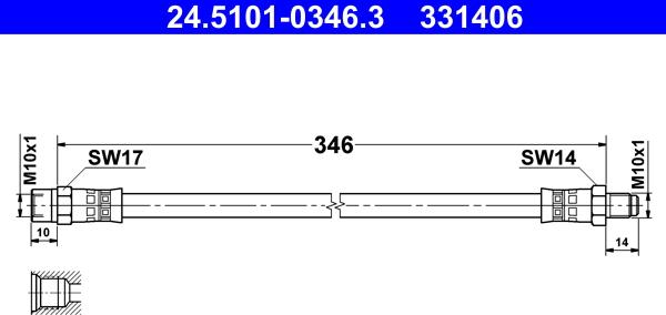 ATE 24.5101-0346.3 - Flessibile del freno www.autoricambit.com