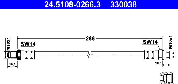 ATE 24.5108-0266.3 - Flessibile del freno www.autoricambit.com