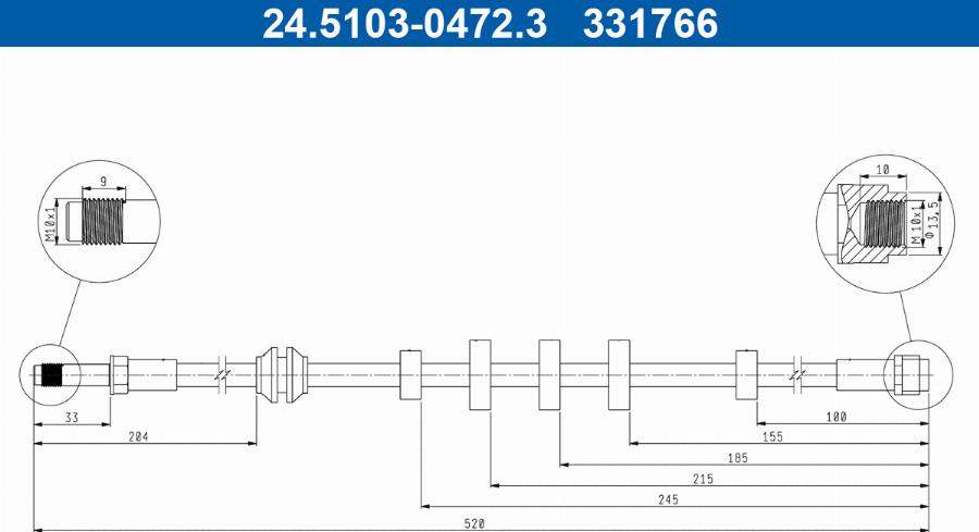 ATE 24.5103-0472.3 - Flessibile del freno www.autoricambit.com