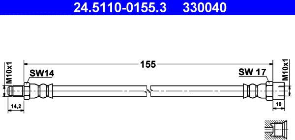 ATE 24.5110-0155.3 - Flessibile del freno www.autoricambit.com