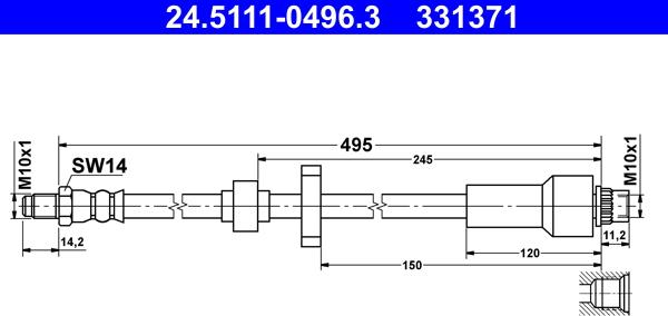 ATE 24.5111-0496.3 - Flessibile del freno www.autoricambit.com