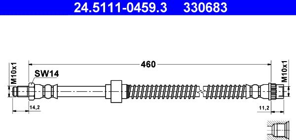 ATE 24.5111-0459.3 - Flessibile del freno www.autoricambit.com