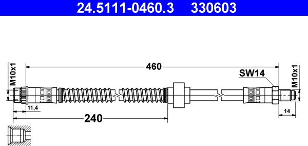 ATE 24.5111-0460.3 - Flessibile del freno www.autoricambit.com