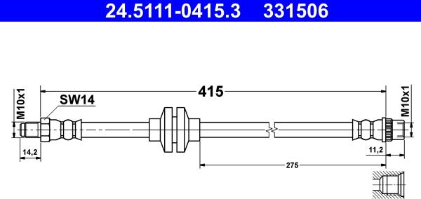 ATE 24.5111-0415.3 - Flessibile del freno www.autoricambit.com