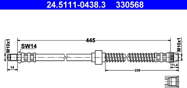 ATE 24.5111-0438.3 - Flessibile del freno www.autoricambit.com