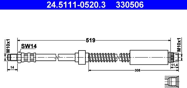 ATE 24.5111-0520.3 - Flessibile del freno www.autoricambit.com