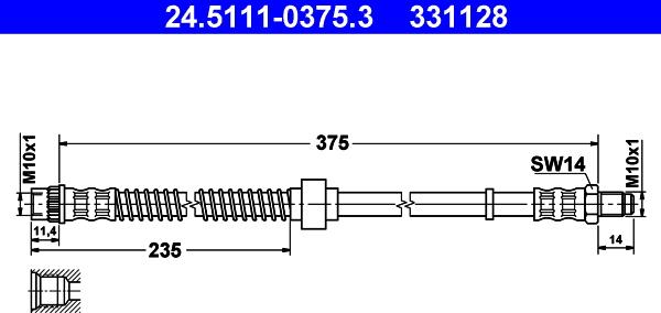 ATE 24.5111-0375.3 - Flessibile del freno www.autoricambit.com