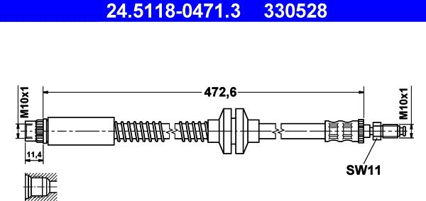 ATE 24.5118-0471.3 - Flessibile del freno www.autoricambit.com