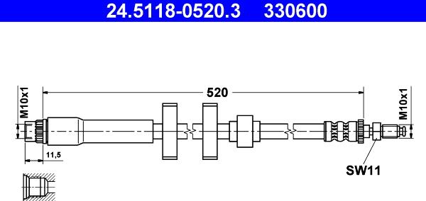 ATE 24.5118-0520.3 - Flessibile del freno www.autoricambit.com