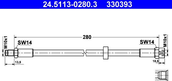 ATE 24.5113-0280.3 - Flessibile del freno www.autoricambit.com