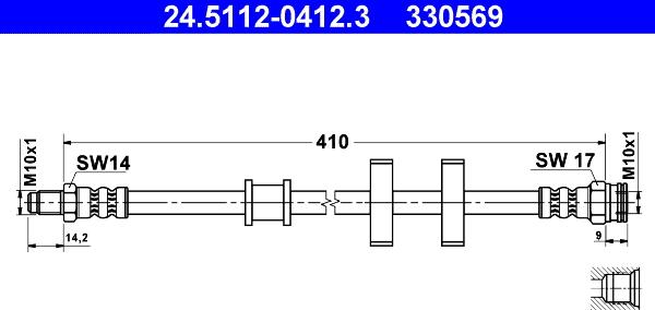 ATE 24.5112-0412.3 - Flessibile del freno www.autoricambit.com