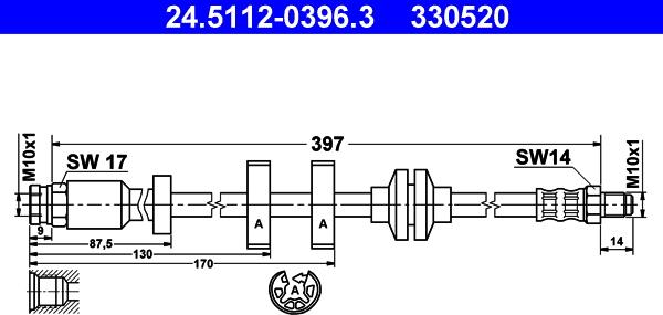 ATE 24.5112-0396.3 - Flessibile del freno www.autoricambit.com