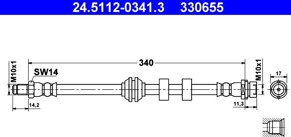 ATE 24.5112-0341.3 - Flessibile del freno www.autoricambit.com