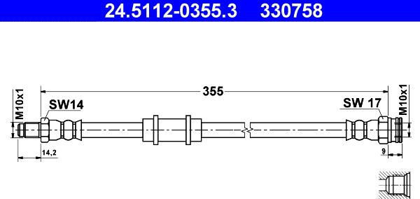 ATE 24.5112-0355.3 - Flessibile del freno www.autoricambit.com