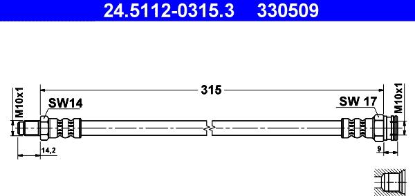 ATE 24.5112-0315.3 - Flessibile del freno www.autoricambit.com