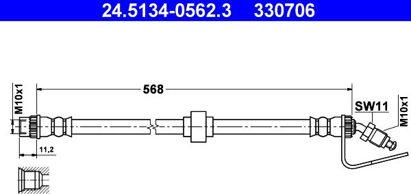 ATE 24.5134-0562.3 - Flessibile del freno www.autoricambit.com