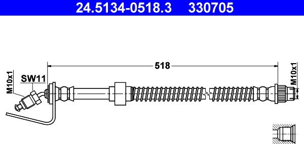 ATE 24.5134-0518.3 - Flessibile del freno www.autoricambit.com