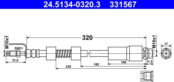 ATE 24.5134-0320.3 - Flessibile del freno www.autoricambit.com